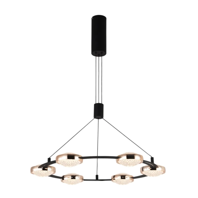 Pendente Bella Beep Preto e Dourado 45 watts 3000K Ø660x60mm KW010B
