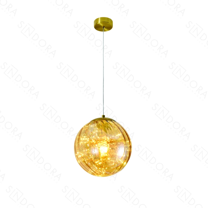 Pendente Sindora Metal Bronze e Vidro Âmbar 1L E27 Ø200mm DCD04140