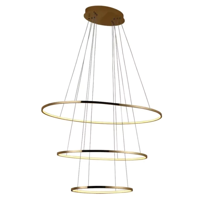 Pendente Bella Birdie Oval Metal e Dourado 45 watts 3000K Ø1000mm KW004GL