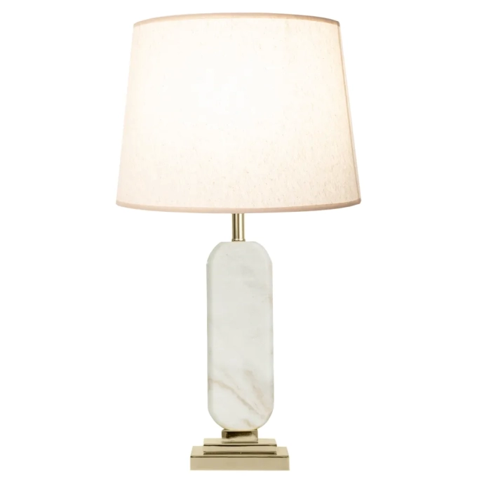 Base p/ Abajur Bella Pietá Metal Dourado e Mármore Branco 1L E27 160x10x50mm GL023WG (Sem Cúpula)

