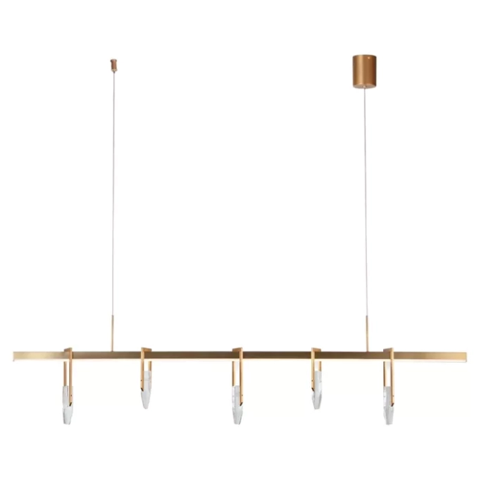 Pendente Casual Light Studioluce Haken Cristal, Acrílico e Metal Dourado 30 watts 3000K 300x70x20mm PD1713DO