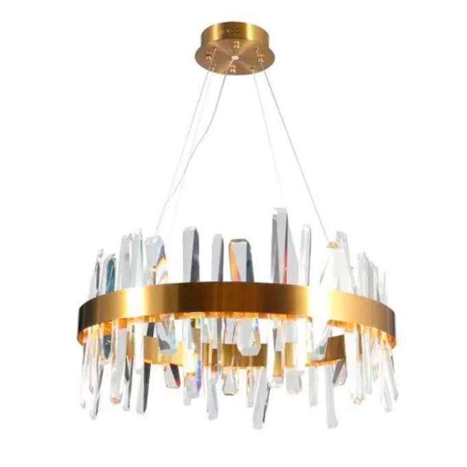 Pendente Bella Kryp Dourado e Transparente 46 watts 3000K Ø600x300mm KRY1PD01DR060