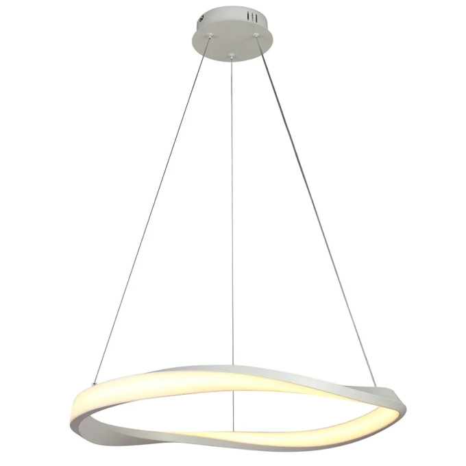 Pendente Bella Mobius Metal Branco e Acrílico 24 watts 3000K Ø600x30mm MOB1PD01BR060