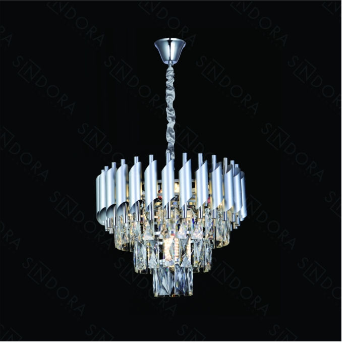 Pendente Sindora Metal Cromado Cristal Transparente 5L E14 Ø400x290mm DCD06605