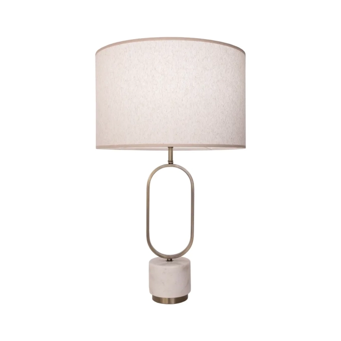 Base p/ Abajur Bella Ovale Metal e Mármore Bronze e Branco 1L E27 Ø160x140x560mm GL019G (Sem Cúpula)