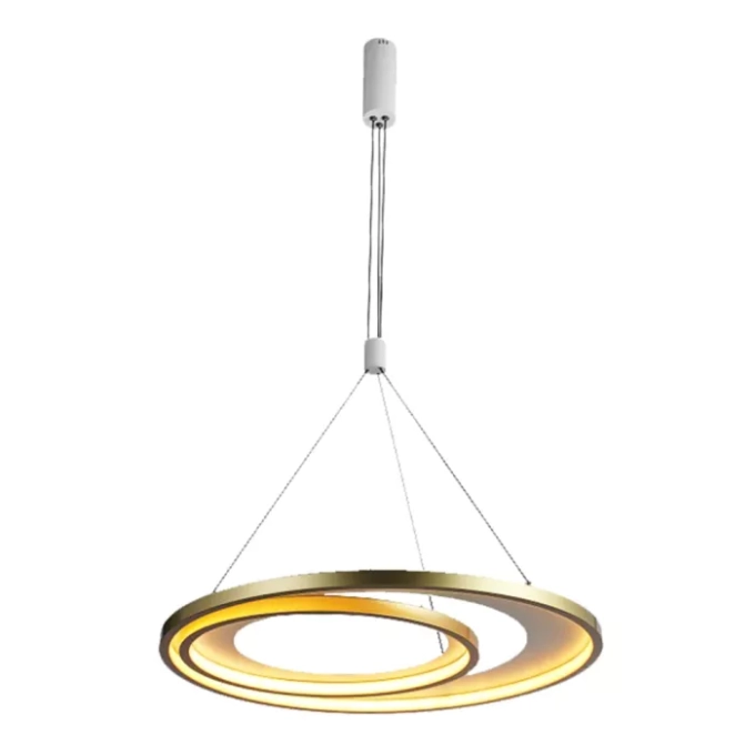 Pendente Bella Loop Metal Branco e Dourado 48 watts 3000K 620x20mm HM009WG