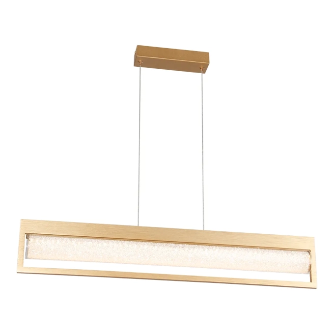 Pendente Bella Glitter Metal Dourado e Vidro Transparente 20 watts 3000K 760x60x135mm HC009S