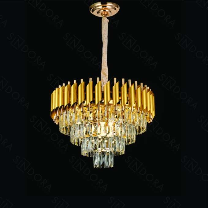 Pendente Sindora Metal e Cristal Dourado e Transparente 8L E14 Ø500x290mm DCD06624