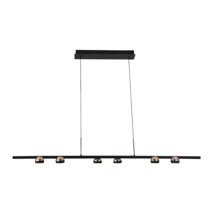 Pendente Bella Oto Preto e Rose Gold 30 watts 3000K 1400x100x60mm KW006