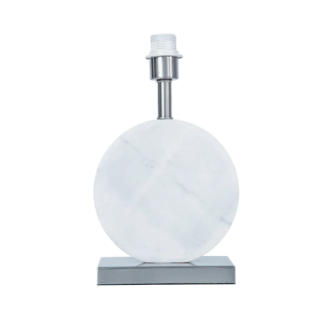 Base p/ Abajur Bella Biagio Metal Níquel e Mármore Branco 1L E27 Ø220x370mm GL016WN (Sem Cúpula)