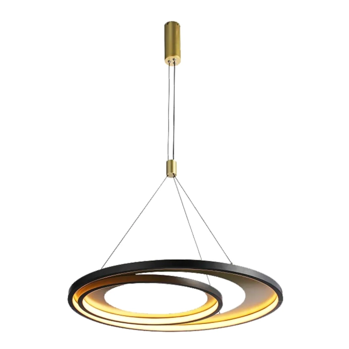 Pendente Bella Loop Metal Preto e Dourado 48 watts 3000K 620x20mm HM009BG