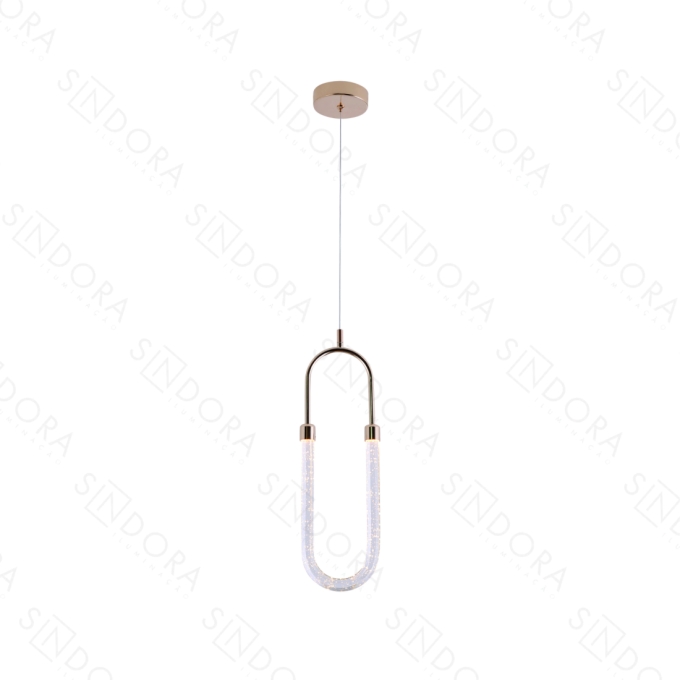 Pendente Sindora Metal Dourado e Cristal 6 watts 3000K Ø120x400mm Bivolt QD05133