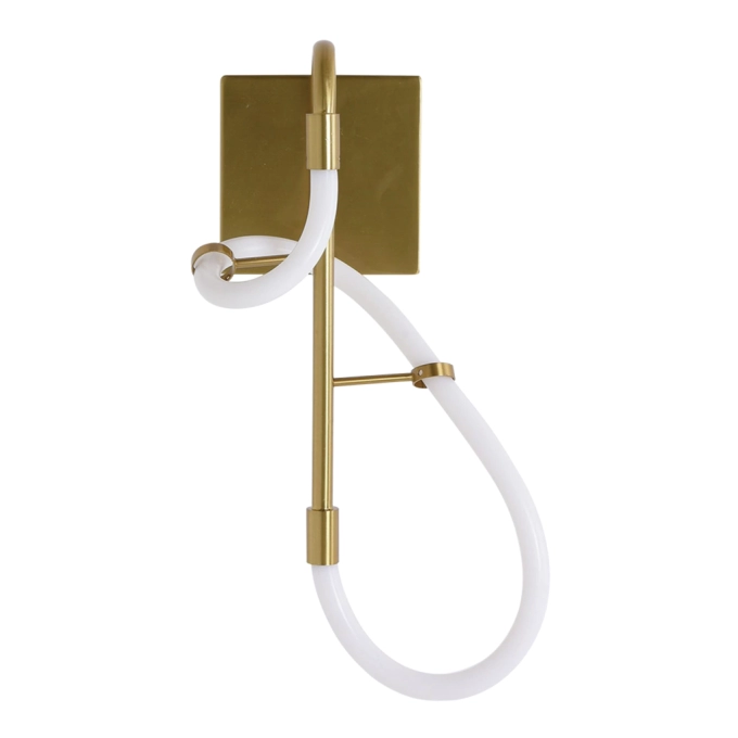 Arandela Bella Mantra Metal Dourado e Silicone Branco 8 watts 2700K Ø150x400mm OC013