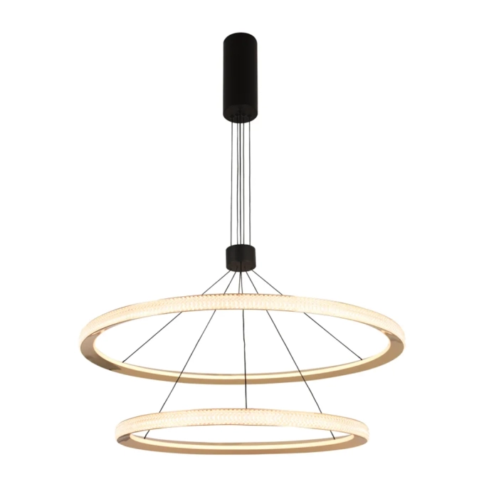 Pendente Bella Meridiano Dourado e Preto 125 watts 3000K Ø800x40mm KW008