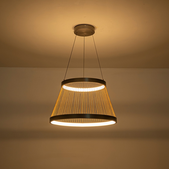 Pendente Nordecor Beys 50 watts 3000K Cinza e Dourado Ø680mm 2941