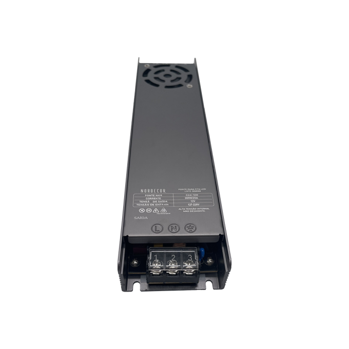 Fonte 12V Nordecor Nord 25A 300 watts Bivolt IP20 255x60x30mm 7292