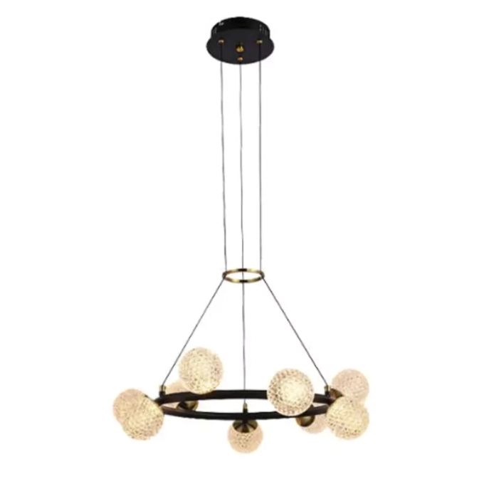Pendente Bella Spirit Metal Preto Dourado e Acrílico Transparente 27 watts 3000K Ø600x150mm HM023