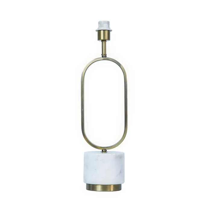 Base p/ Abajur Bella Ovale Metal e Mármore Bronze e Branco 1L E27 Ø160x140x560mm GL019G (Sem Cúpula)
