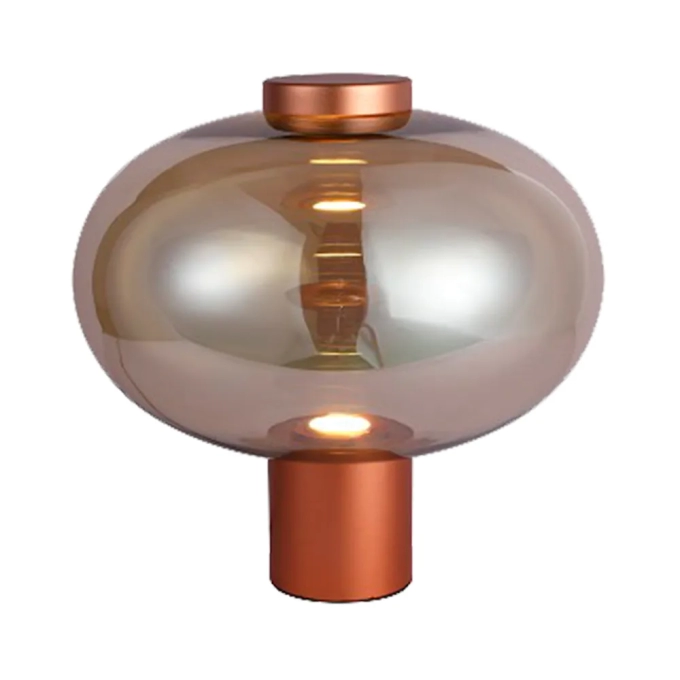 Abajur Bella Mirage Metal Cobre e Vidro Champagne 1 watt 3000K Ø360x350mm HM015EC