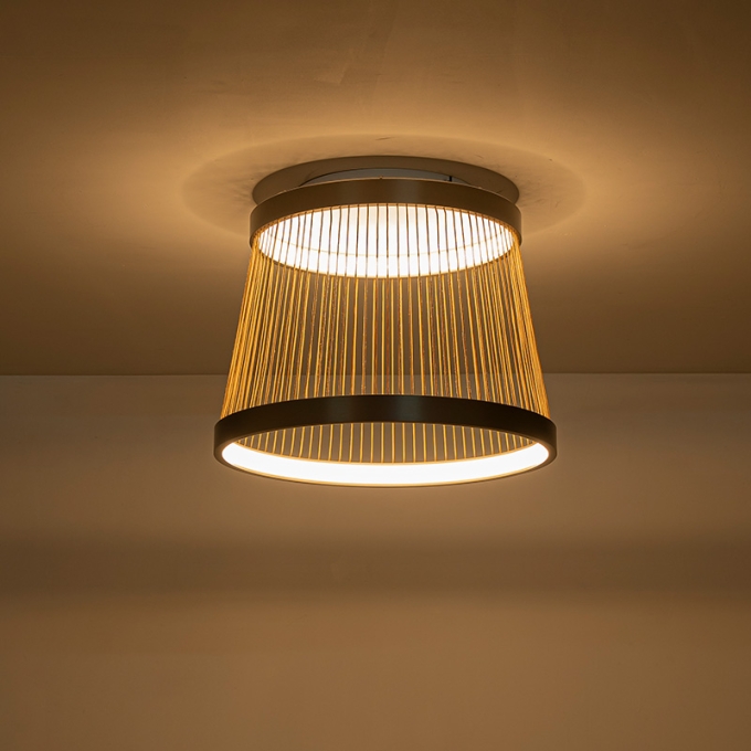 Plafon Nordecor Beys 46 watts 3000K Cinza e Dourado Ø510mm 2939