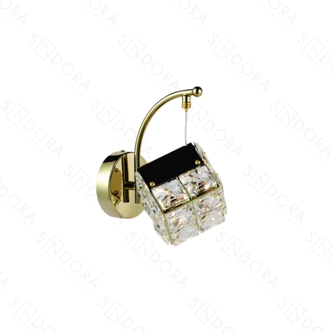 Arandela Sindora Inox Dourado e Cristal Transparente 9 watts 3000K 110x210mm Bivolt DB02950