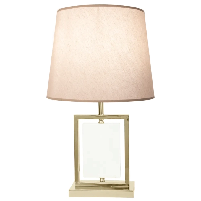 Base p/ Abajur Bella Lithos Metal Dourado e Branco 1L E27 220x120x390mm GL024WG (Sem Cúpula)