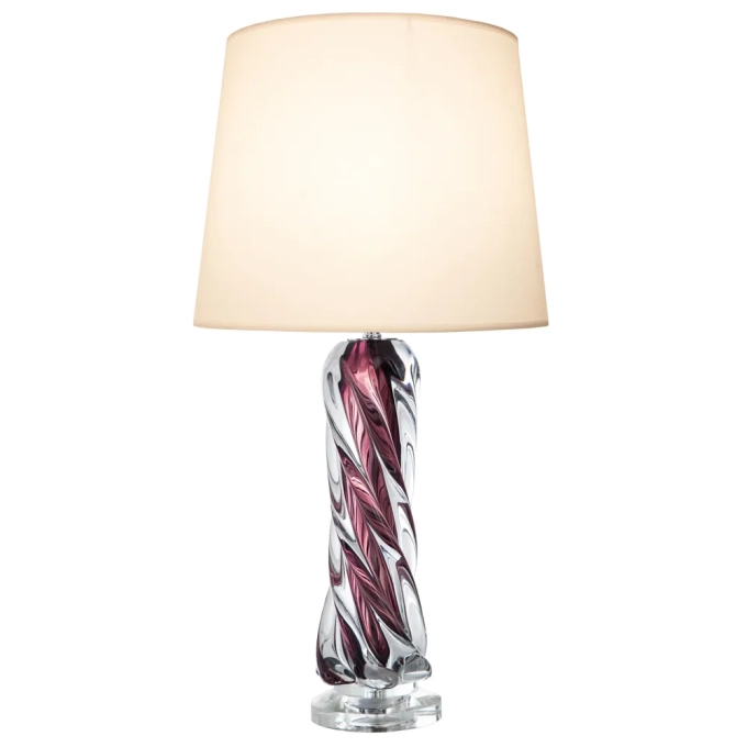 Base p/ Abajur Bella Murano Metal Cromado e Vidro Roxo 1L E27 Ø120x450mm GL026 (Sem Cúpula)
