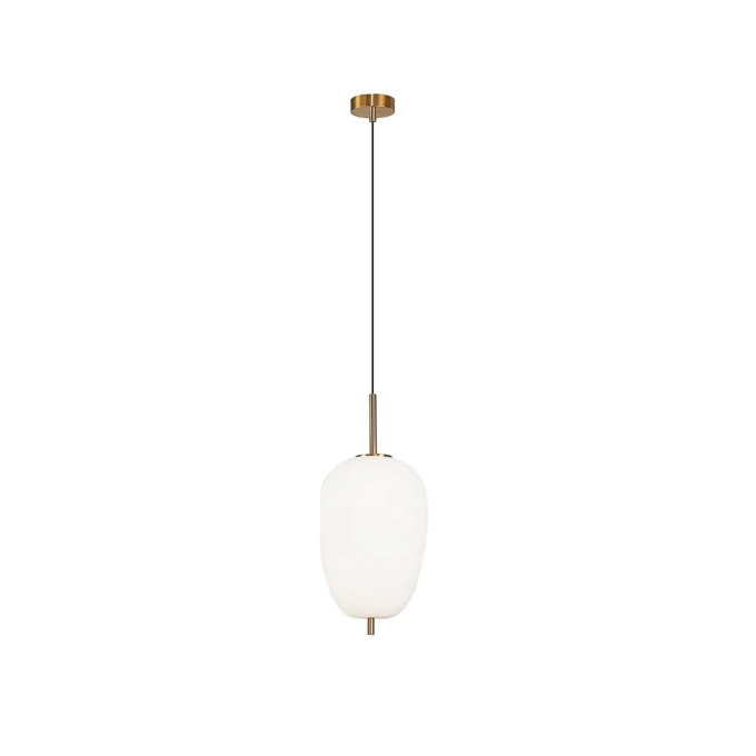 Pendente Bella Três Metal e Vidro Dourado e Branco 1L E27 Ø270x600mm HC015G