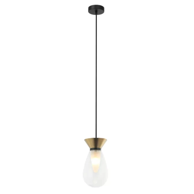 Pendente Bella Kito Metal Bronze e Vidro Transparente 1L G9 Ø130x250mm HL025