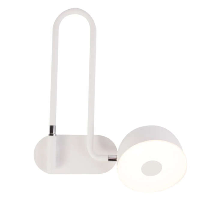 Arandela Bella Muffin Metal Branco e Vidro 12 watts 3000K 300x40x340mm GN004S