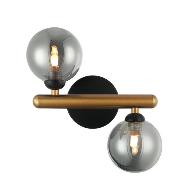Arandela Bella Bambu Metal Preto Bronze e Vidro Fumê 2L G9 240x150x270mm HL022SB