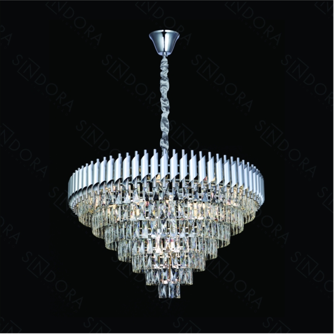 Pendente Sindora Metal Cromado e Cristal Transparente 18L E14 Ø950x480mm DCD06608