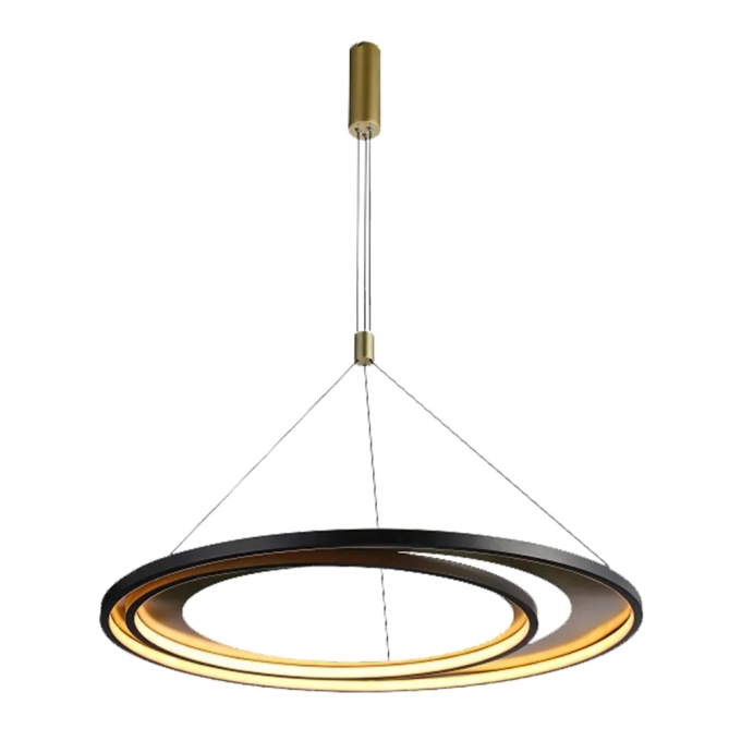 Pendente Bella Loop Metal Preto e Dourado 76 watts 3000K 820x20mm HM010BG