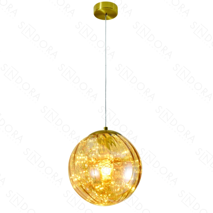 Pendente Sindora Metal Bronze e Vidro Âmbar 1L E27 Ø300mm DCD04142
