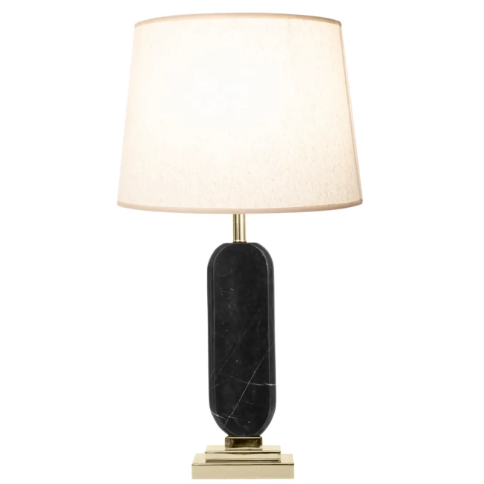 Base p/ Abajur Bella Pietá Metal Dourado e Mármore Preto 1L E27 160x10x50mm GL023BG (Sem Cúpula)