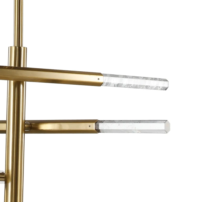 Pendente Bella Pétra Metal e Cristal Dourado e Transparente 18 watts 3000K Ø540x310mm OC009