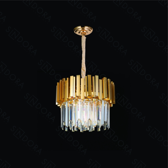 Pendente Sindora Metal e Cristal Dourado e Transparente 5L E14 Ø380x260mm DCD06611