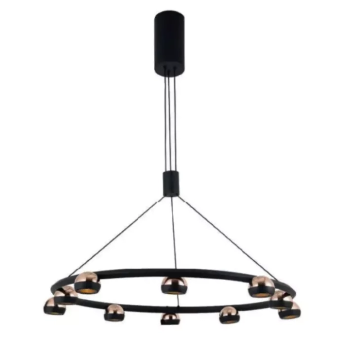Pendente Bella Oto Metal Preto e Dourado 50 watts 3000K Ø820mm KW005