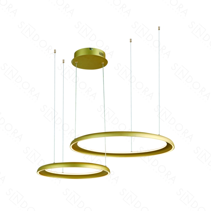 Pendente Sindora Silicone e Alumínio Dourado 119 watts 3000K Ø400xØ600mm Bivolt DCD03290