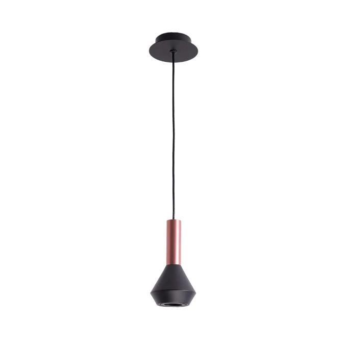 Pendente Bella Pituco Rose Gold e Preto 1L GU10 Ø100x187mm ML015B
