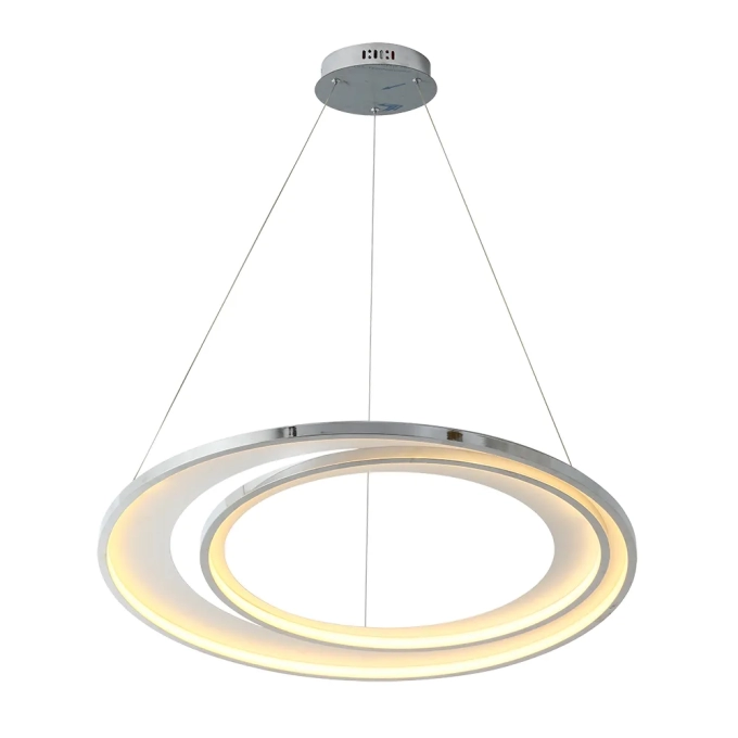 Pendente Bella Loop Metal Cromado e Branco 76 watts 3000K 820x20mm HM010CR