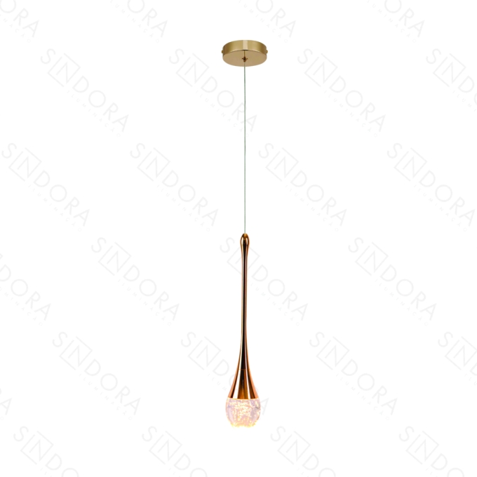 Pendente Sindora Cristal Metal e Dourado 5 watts 3000K 70x340mm Bivolt DCD02222