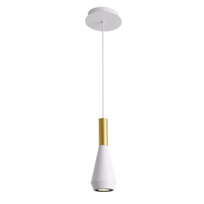 Pendente Bella Pituco Branco e Dourado 1L GU10 Ø90x260mm ML016GW