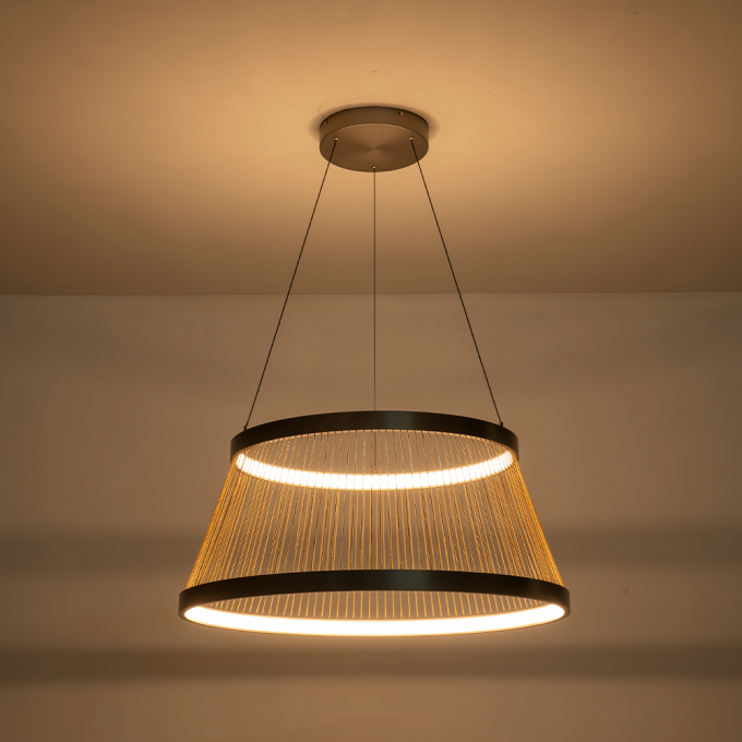 Pendente Nordecor Beys 70 watts 3000K Cinza e Dourado Ø800mm 2942