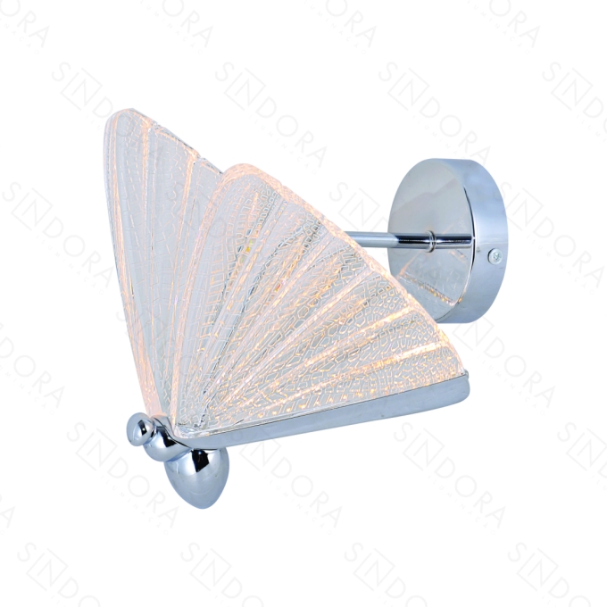 Arandela Sindora Borboleta Metal Cromado e Acrílico 6 watts 3000K Ø170x150mm Bivolt QB05104