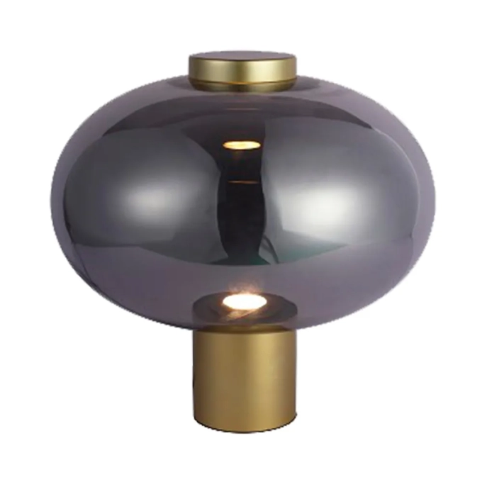 Abajur Bella Mirage Metal Dourado e Vidro Fumê 1 watt 3000K Ø360x350mm HM015GS