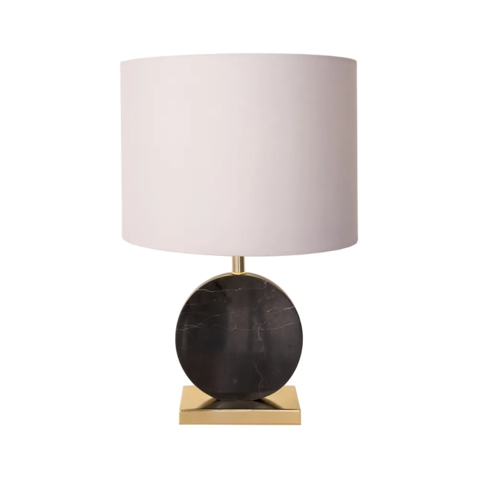 Base p/ Abajur Bella Biagio Metal e Mármore Dourado e Preto 1L E27 Ø220x370x120mm GL016BG