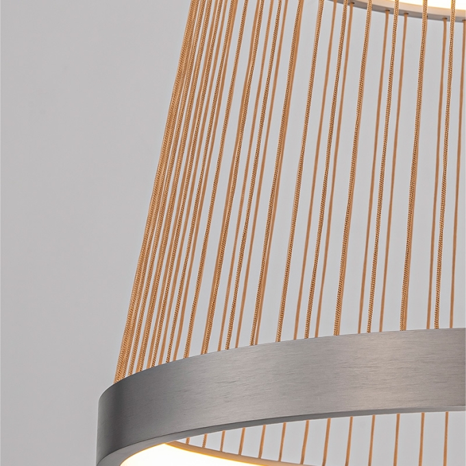 Pendente Nordecor Beys 46 watts 3000K Cinza e Dourado Ø510mm 2940