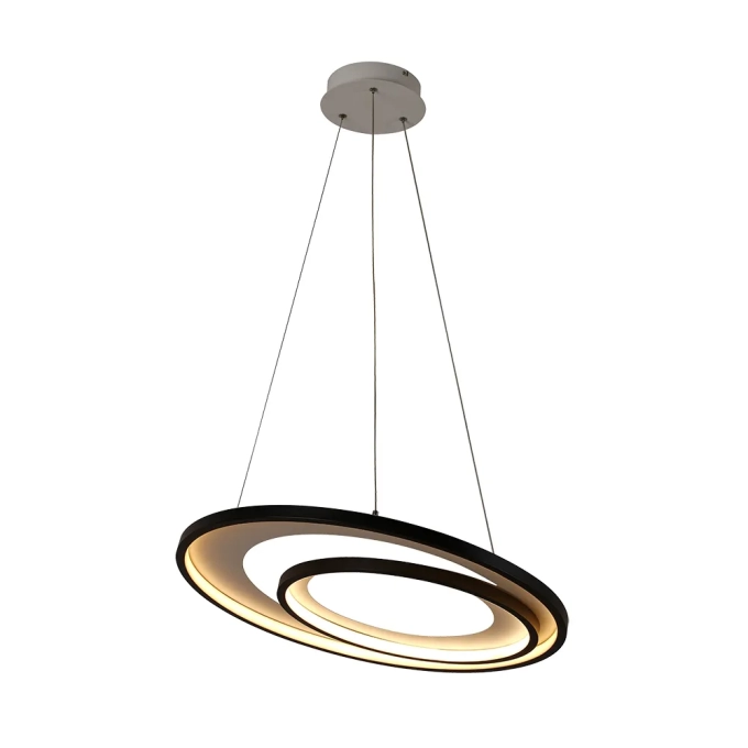 Pendente Bella Loop Metal Preto e Branco 48 watts 3000K 620x20mm HM009WB