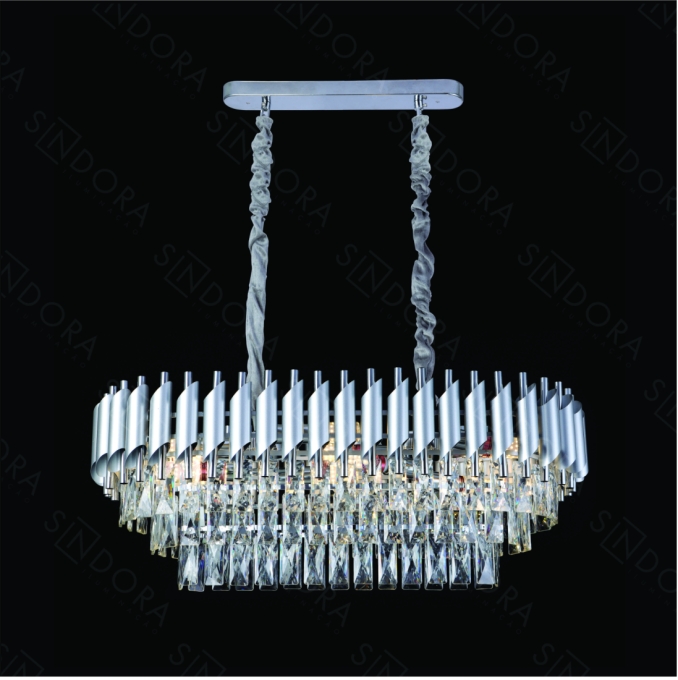 Pendente Sindora Metal Cromado e Cristal Transparente 8L E14 Ø750x350mm DCD06609
